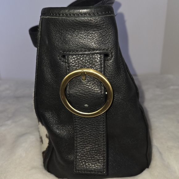 Hobo International RENDER Leather Black and White Cow Print Women's Shoulder Bag - Picture 4 of 12